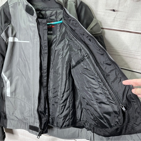 Vega Technical Gear Mens Jacket Gray Black Large Riding Motorcycle Full Zip Line - Picture 9 of 12